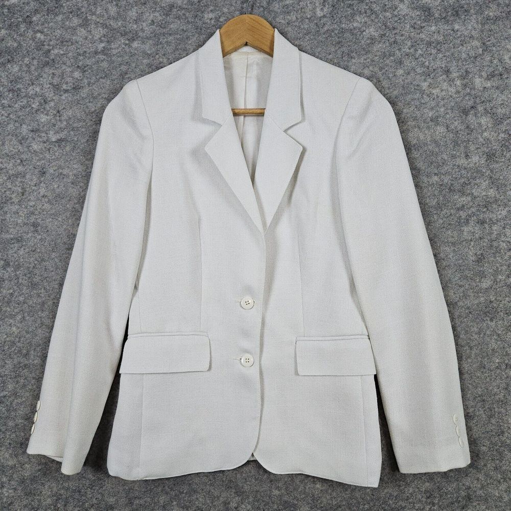 MJ Concepts in Sportswear Women's White Blazer Size 3 Rayon/Polyester Union Made